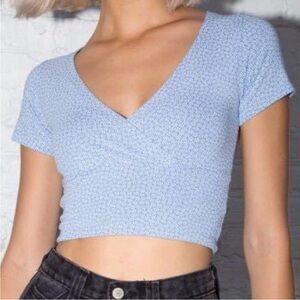 Brandy Melville Blue Floral Amara top